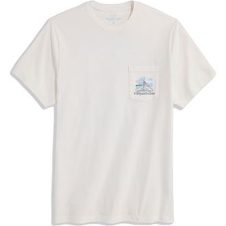 Vineyard Vines Chasing Summer Graphic Pocket T-Shirt in Marshmallow at Nordstrom, Size Xx-Large