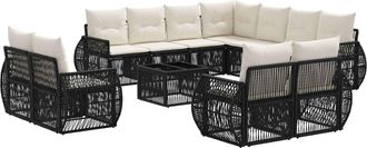 vidaXL Conjunto De Sof&aacute;s De Jard&iacute;n 12 Uds. Negro Y Blanco Crema Vidaxl