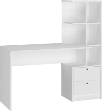 Vicco Mesa De Comedor Denton, Blanco, 136 X 55 Cm Con 2 Cajones