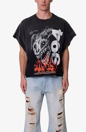 mnml Ritual Distressed Graphic Cutoff T-Shirt in Black at Nordstrom, Size Xx-Large