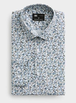 Le 31 Mens Painterly foliage shirt Modern fit