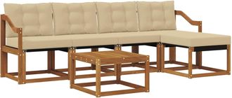 vidaXL Conjunto De Sof&aacute;s De Exterior 6 Uds. Natural Y Beige Vidaxl