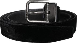 Dolce & Gabbana Mens Black Leather Metal Buckle Classic Belt