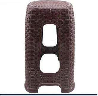 Trade Shop Trade Shop - Sedia Sgabello In Plastica Interni Esterni Multiuso Casa 30x30x45cm Rattan