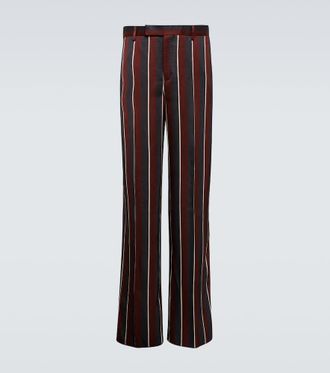 Versace High-rise striped straight crepe pants