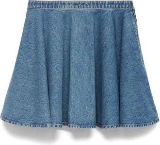 Mango Pleated Denim Skirt in Medium Blue at Nordstrom, Size X-Small