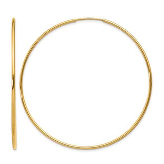 Diamond2Deal 14k Yellow Gold 1.20mm Round Hoop Earring 55 mm