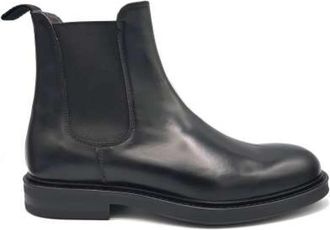 Green George Zwarte leren Beatles schoenen - Heren - Chelseaboots - Zwart - 40 EU - Leer - Schoenen