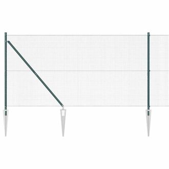 Berkfield Home Welded Wire Fence with 7 Spike Posts Green 1.4x10 m Steel