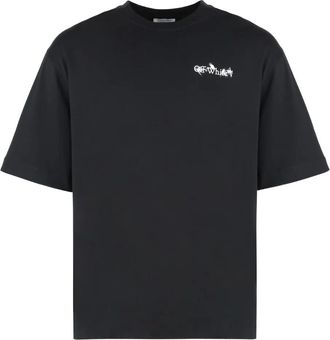 Off-white floral-print crew-neck T-shirt - Black