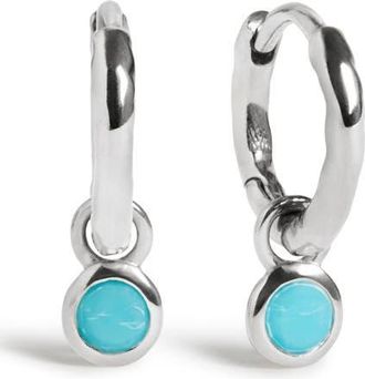 Monica Vinader Birthstone Huggie Hoop Earrings in Sterling Silver/turq at Nordstrom