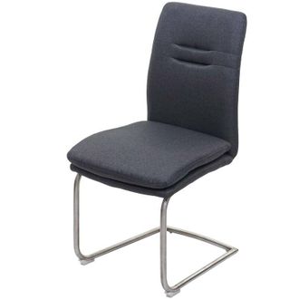 Hhg Silla De Comedor Hhg 927, Silla De Cocina Sill&oacute;n Cantilever, Tela/textil Acero Inoxidable Cepillado, Gris Oscuro