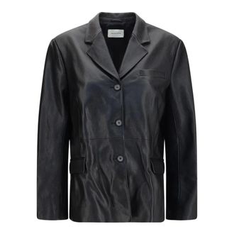 Magda Butrym Leren Blazer - Dames - Jassen - Zwart - Maat: S Leer