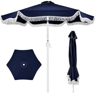 Best Choice Products Best Choice 9ft Fringe Market Umbrella - Boho Patio Sunshade w/ Tilt, UPF50+, Steel Pole for Table, Pool, Deck