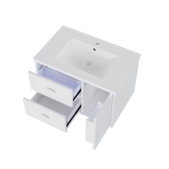 Urban Meuble Mueble de ba&ntilde;o suspendido 76cm, 2 cajones y 1 puerta, Blanco