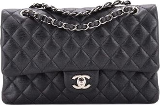 Chanel Classic Double Flap Bag Quilted Iridescent Caviar Medium shoulder bag - Nero