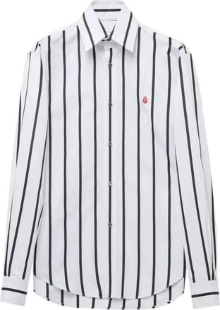 Alexander McQueen Casual Shirts, male, White, S, White Cotton Shirt with Logo Print