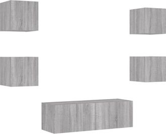 vidaXL Vidaxl - 5 Piece tv Wall Cabinets with led Lights Grey Sonoma