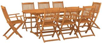 vidaXL 9 Piece Garden Dining Set 220x90x75 cm Solid Wood Acacia vidaXL