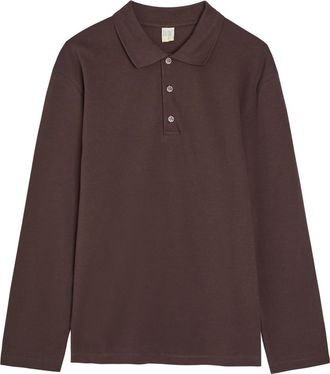 Flore Flore Flore Flore Diana Cotton Polo Shirt - Dark Brown - S (UK8-10 / S)
