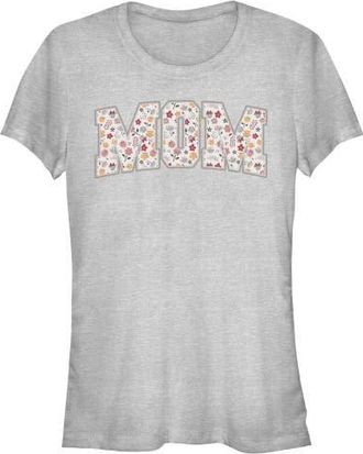 Minnie Mouse Juniors Minnie Mouse Mom Collegiate Flower Print T Shirt in Athletic Heather at Nordstrom, Size Xx-Large
