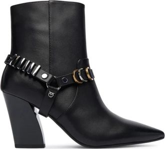 Pinko Viola 02 Enkellaars - Dames - Cowboylaarzen - Zwart - 40 EU - Leer - Schoenen