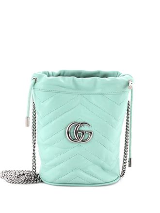 Gucci Borsa a secchiello GG Marmont mini in pelle matelass&eacute; - Verde