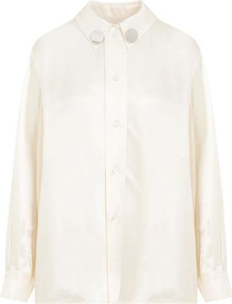 Jil Sander Viscose Shirt - Dames - Overhemden - Beige - S - Leer - Overhemden