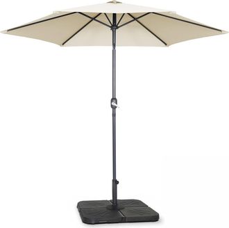 Oviala Parasol derecho inclinable de 3m y 4 losas para rellenar blanco