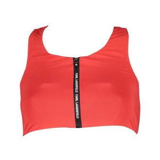 Karl Lagerfeld Sleeveless Tops, female, Red, Size: XS Elastane Swimwear with Adjustable Straps