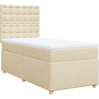 vidaXL Vidaxl - Cama Box Spring Con Colch&oacute;n Tela Color Crema 90x190 Cm