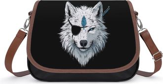 Generic Wolf with An Eye Patch Small Womens Crossbody Bags Shoulder Handbag with Adjustable Strap for Travel