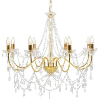 vidaXL Lampadario con Perline Dorato 8 Lampadine E14 - Vidaxl