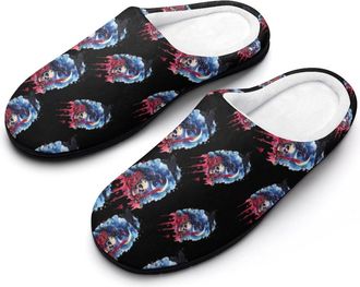Generic Skull Rose Raven Moon Cotton Slippers for Women Indoor Outdoor Slipper Slip-On Memory Foam Home Shoes