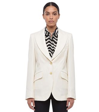 Stella McCartney White Solid Peaked Lapel Blazer