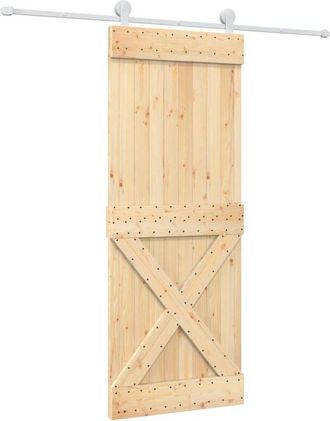 vidaXL Puerta Corredera Con Herrajes Madera Maciza De Pino 80x210 Cm Vidaxl
