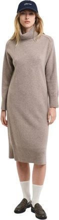 GANT Coltrui Jurk met Chevron Afwerkingen - Dames - Kleedjes - Grijs - M - Wol - Kleedjes