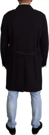 Dolce & Gabbana Blue Trench Coat Long Wool Stretch Mens Jacket