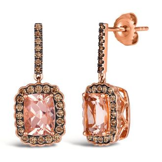 Le Vian Ladies Peach Morganite Earrings set in 14K Strawberry Gold
