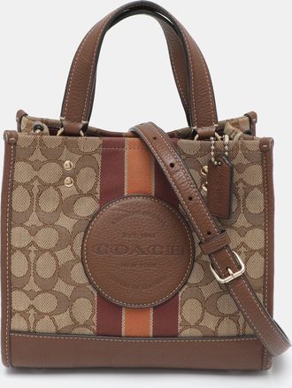 Coach Dempsey Brown Signature Canvas And Leather Tote