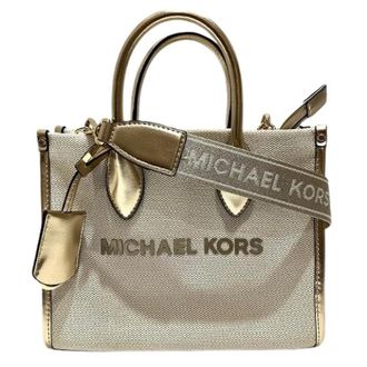 Michael Kors Pre-owned Tote Bags, female, Beige, Size: ONE SIZE Pre-owned Top Zip Shopper Crossbody Small Canvas 2way bag