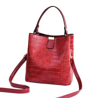 Generic Women Leather Shoulder Bag Solid Color Handbags Purses for Women Shoulder Bag (Red, One Size)