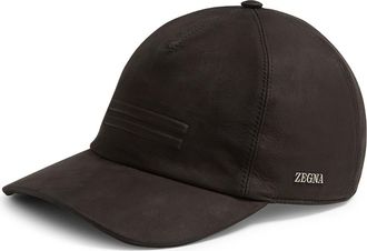 Ermenegildo Zegna SECONDSKIN Leather Adjustable Baseball Cap in Dark Brown at Nordstrom, Size X-Large