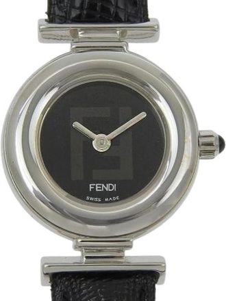 Fendi Pre-owned Stainless Steel Case Leather Strap Watch 320L - Dames - Vintage Horloges - Zwart - ONE Size - Leer - Vintage