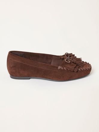 Fat Face FatFace Chocolate Brown Suede Tassel Moccasin