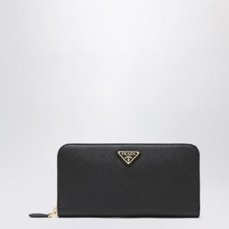 Prada Black Saffiano zip-around wallet