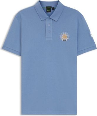 BOSS Cotton-piqu&eacute; polo shirt with tennis artwork