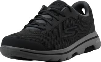 Skechers Mens Go Walk 5 Qualify Trainers, Grey Charcoal Textile Synthetic Black Trim Ccbk, 8 UK