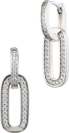 Savvy Cie Jewels RHODIUM PLATED OVER BRASS CONVERTIBLE PAVE MULTI WEAR DOORKNOCKER EARRINGS