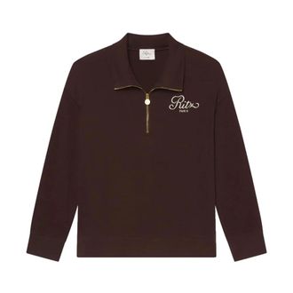 Frame Denim Ritz Half Zip Polo - Dames - Vesten met rits - Bruin - L - Katoen - Hoodies & sweatvesten